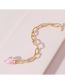 Fashion Pink Glass Peach Heart Chain Bracelet