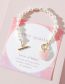 Fashion White Alloy Pink Crystal Heart Pearl Beaded Bracelet