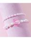 Fashion Pink Glass Peach Heart Pearl Beaded Bracelet Set