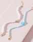 Fashion Gold Alloy Pearl Rice Beads Beaded Heart Bracelet Set