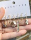 Fashion Silver 6-piece Set Of Copper Inlaid Zircon Pentagram Letter Earrings