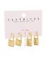 Fashion Gold Set Of 4 Brass-inlaid Zircon Alphabet Lock Earrings