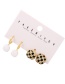 Fashion Gold Set Of 4 Copper Inlaid Zircon Oil Drop Round Check Earrings