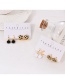 Fashion Gold Set Of 4 Copper Inlaid Zircon Oil Drop Round Check Earrings