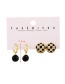 Fashion Gold-2 4-piece Set Of Copper Inlaid Zircon Oil Dropped Square Check Earrings