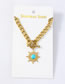 Fashion Gold Color Stainless Steel Turquoise Sunflower Necklace