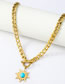 Fashion Gold Color Stainless Steel Turquoise Sunflower Necklace