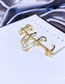 Fashion Gold Color Bronze Zirconium Geometric Alphabet Pearl Earrings Set