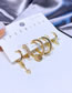 Fashion Gold Color Copper Zirconium Geometric Earrings Set