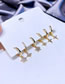 Fashion Gold Color Brass And Zirconium Star Earrings Set