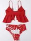 Fashion Red Polyester Printed Split Swimsuit