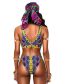 Fashion Yellow And Blue Totem Polyester Printed Split Swimsuit
