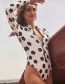 Fashion White Polyester Print Long Sleeve One Piece Swimsuit