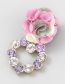 Fashion Pink Purple Fabric Floral Diamond Heart Stud Earrings