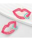 Fashion Pink Green Alloy Diamond Lip Stud Earrings