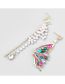 Fashion Color Alloy Diamond Butterfly Pearl Tassel Asymmetric Stud Earrings