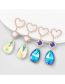 Fashion Ab Color Alloy Inlaid Water Drop Diamond Heart Stud Earrings