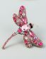 Fashion Pink Alloy Diamond Dragonfly Brooch