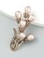 Fashion Gold Alloy Diamond And Pearl Floral Brooch