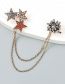 Fashion Orange Alloy Diamond Pentagram Chain Brooch