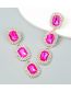 Fashion Rose Red Alloy Diamond Multilayer Square Drop Earrings