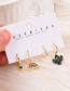 Fashion Gold Set Of 4 Brass Set Of Zircon Rainbow Cactus Earrings