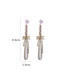 Fashion Pink Crystal Diamond Bow Drop Pearl Drop Earrings