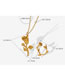 Fashion Gold Color Necklace-40+5cm Titanium Steel Gold Plated Three-dimensional Rose Necklace