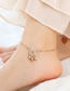 Fashion Rose Bell Anklet-20+5cm Titanium Steel Gold Plated Openwork Ruyi Bell Tassel Anklet