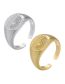 Fashion White Gold Color Bronze Zirconium Eye Open Ring