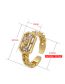 Fashion White Gold Color Brass Set Square Zirconium Twist Open Ring