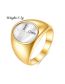 Fashion Gold Color And White Stainless Steel Drip Glossy Ring
