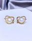 Fashion Gold Color Brass Zirconium Heart Pearl Stud Earrings