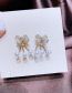 Fashion Gold Color Brass Diamond Pearl Bow Stud Earrings