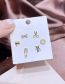 Fashion Gold Color Copper Diamond Bow Scissors Bear Pin Stud Earrings Set