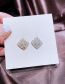 Fashion Gold Color Copper Diamond Bead Square Stud Earrings