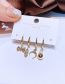 Fashion Gold Color Pure Copper Star And Moon Bow Earrings Set