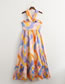 Fashion Color Satin Print Swing Dress