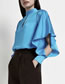 Fashion Blue Satin Lace Long-sleeve Top