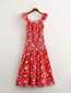 Fashion Red Satin-print Slouchy Slip Dress