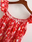 Fashion Red Satin-print Slouchy Slip Dress