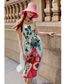 Fashion Printing Satin-print Lace-up Slip Dress