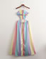 Fashion Colorful Stripes Colorful Striped Cutout Swing Skirt