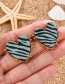 Fashion Lake Blue Alloy Pu Zebra Pattern Heart Stud Earrings