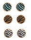 Fashion Brown Alloy Pu Zebra Pattern Round Stud Earrings