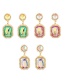 Fashion Ab Color Alloy Diamond Pearl Square Stud Earrings