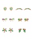 Fashion Color-3 Brass Zircon Bow Stud Earrings