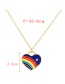 Fashion Yellow Bronze Zircon Drop Oil Rainbow Heart Pendant Necklace