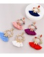 Fashion White Alloy Diamond Flower Butterfly Tassel Stud Earrings