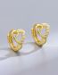 Fashion Silver Color Brass Diamond Heart Circle Earrings